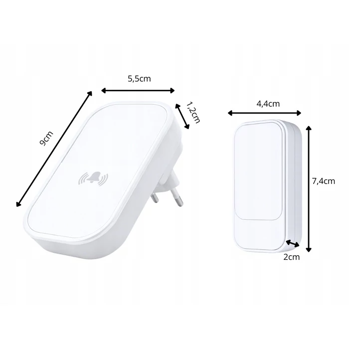 Vezeték nélküli, kinetikus csengő, 130 méter, fehér