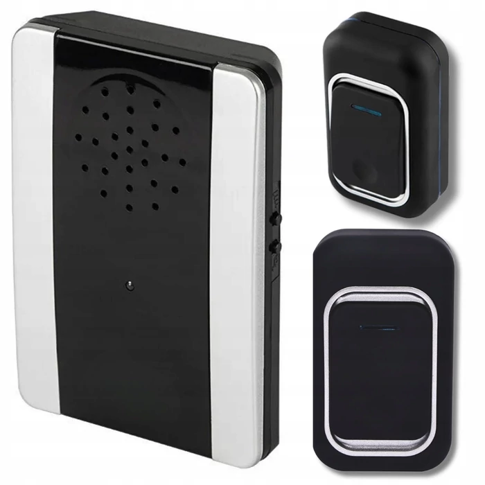 Vezeték nélküli elemes csengő 2 gombbal, rögzítőkkel, 300 méter