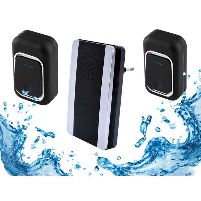 Vezeték nélküli csengő 2 vízálló csengőgombbal, 150 méter