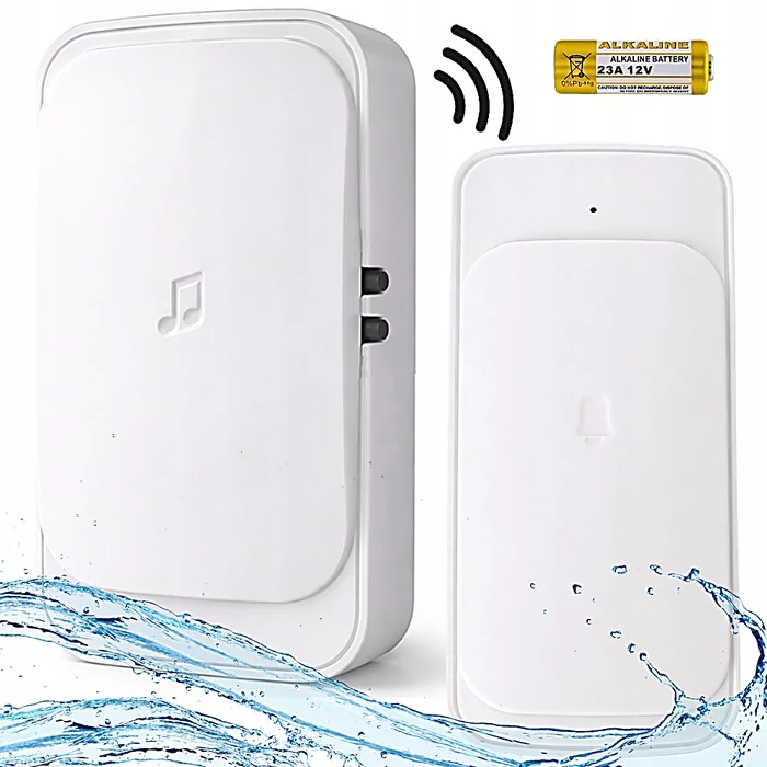 Vezeték nélküli elemes csengő, 300 méter, fehér