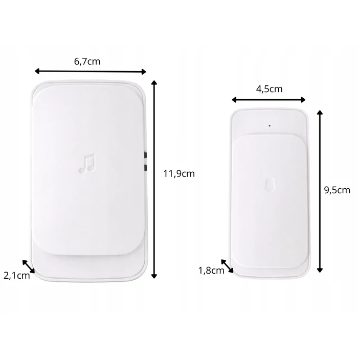 Vezeték nélküli elemes csengő, 300 méter, fehér