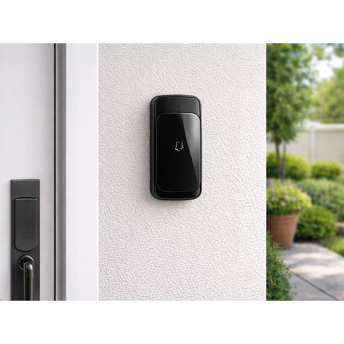 Vezeték nélküli elemes csengő, 300 méter, fekete