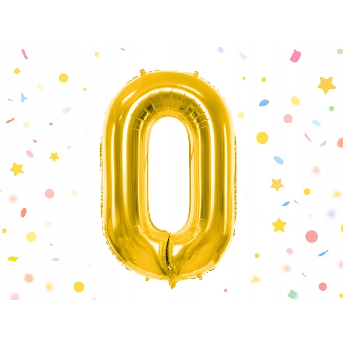 0-ás számú fólia lufi születésnapra, aranysárga, 46 x 65 cm