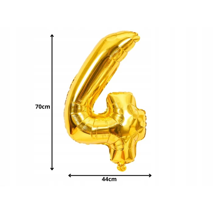 4-es számú fólia lufi születésnapra, aranysárga, 40 x 70 cm