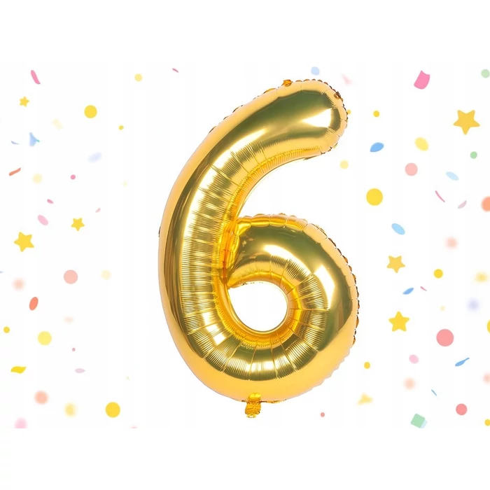 6-os számú fólia lufi születésnapra, aranysárga, 43 x 68 cm