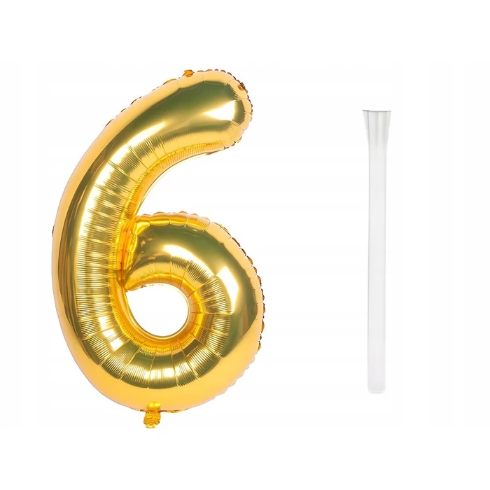 6-os számú fólia lufi születésnapra, aranysárga, 43 x 68 cm